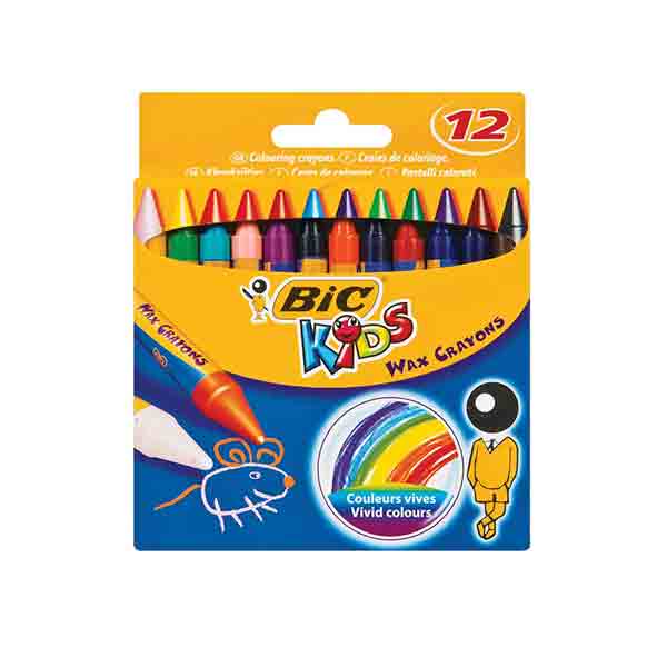 CRAYONS PASTEL de 12 Wax Crayons BIC