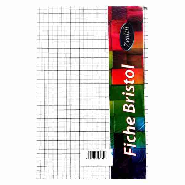 Pack de 100 Fiches Bristol Blanc 12.5x20cm Zenith